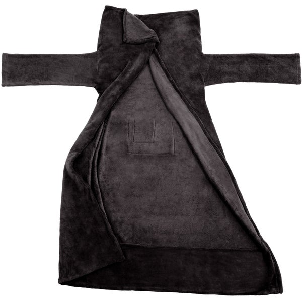 2er Set Kuscheldecke mit Ärmeln tectake  inklusive Tasche auf der Vorderseite 170 x 200 cm schwarz