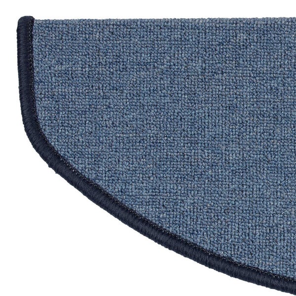 FLOORDIREKT Stufenmatte London - mit Umkettelung - Hellblau - Halbrund - 23,5 x 65 cm