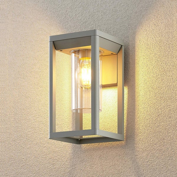 Lindby Wandleuchte außen Estami (spritzwassergeschützt (Modern) in Alu aus Aluminium (1 flammig, E27) - Außenwandleuchten Wandlampe Led Außenlampe Outdoor für Außenwand/Hauswand Haus