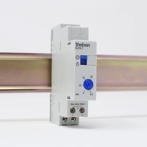 Theben 0070002 ELPA 7 - Treppenlicht-Zeitschalter elektronisch, TLZ, Ausschaltvorwarnung, automatische 3- oder 4-Leitererkennung, 600 W LED