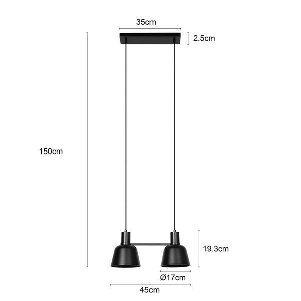 Lucande Pendelleuchte Servan (Design, Modern) in Schwarz aus Metall (2 flammig E27) - Design-Hängeleuchte Esstischlampe Hängelampe Hängeleuchte Wohnzimmerleuchte