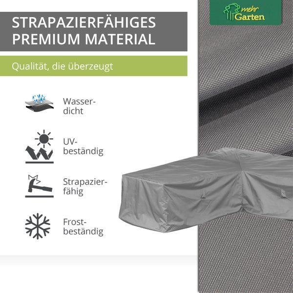 Mehr Garten Lounge Abdeckung L-Form I Abdeckung Gartenmöbel Winterfest I Gartenmöbel Abdeckung Wasserdicht I UV-beständig & wetterfest I 270x270x80 cm I Oxford 600D Gewebe