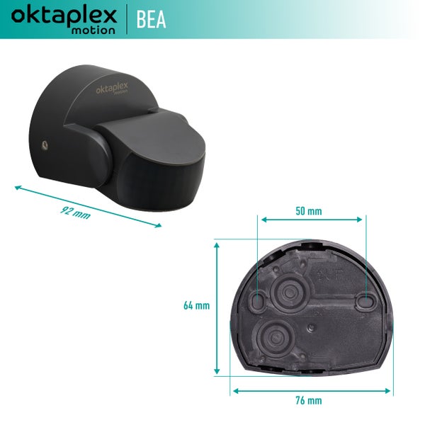Oktaplex Bewegungsmelder Aussen IP65 anthrazit 180° schwenkbar 10m Reichweite