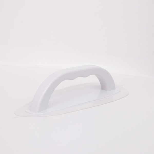 Weißer ergonomischer Kunststoffgriff mit ovaler Grundplatte.