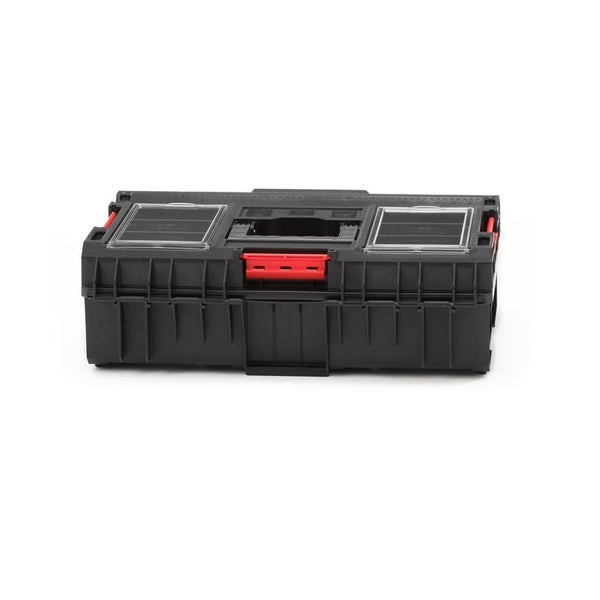 PROREGAL QBRICK Werkzeugkasten One 15,5 Liter Transparenter Deckel Mit Deck & Frontgriff Traglast Bis Zu 120 kg Mit Klemmverschlüsse Schwarz