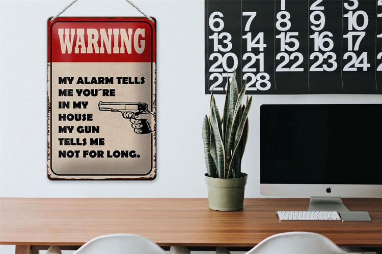 Blechschild Spruch 20x30cm warning my alarm tells me you´re