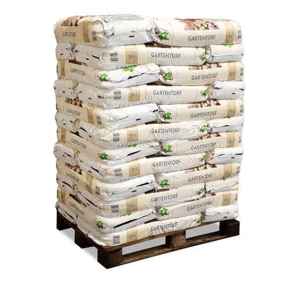 Tommi Logo. Gartentorf 70 Liter Sack, hoher Recyclat-Anteil, reines Naturprodukt ohne Zusätze, mit einem Haufen loser Erde.