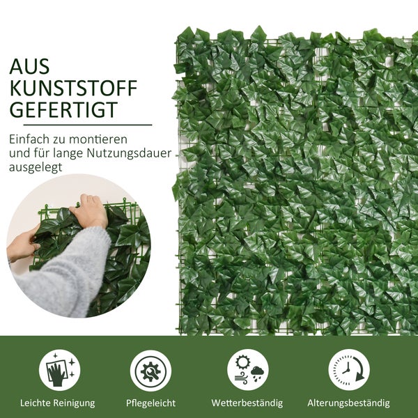 Outsunny Künstliche Hecke,Dunkelgrün, Stoff, PE, 300 x 100 cm