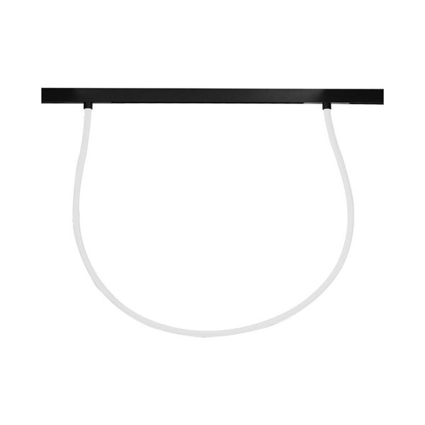 Schwarze Lampenaufhängung mit gebogenem, transparentem Kabel