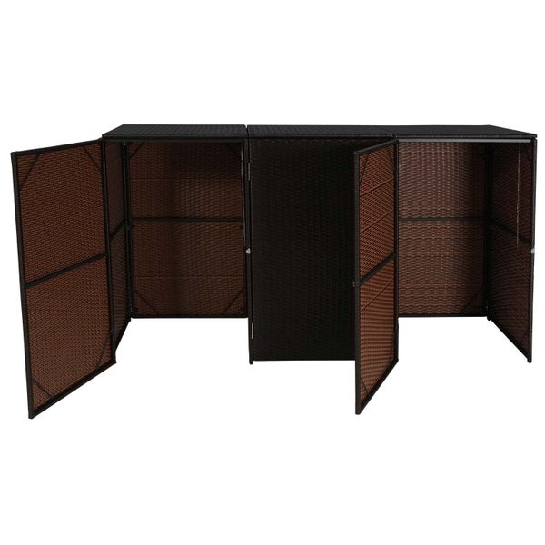 Gartenbox aus Polyrattan mit offenen Türen zur Aufbewahrung von Gartengeräten