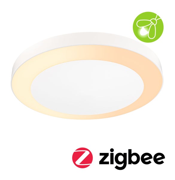 LED Deckenleuchte Smart Home Zigbee 3.0 Circula Dämmerungssensor insektenfreundlich IP44 rund 320mm Tunable Warm 14W 880lm 230V Weiß Kunststoff