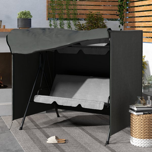 Outsunny Hollywoodschaukel Abdeckung 3 Sitzer, Wasserabweisend Winterfest Schutzhülle für Gartenschaukel, UV-Beständig Abdeckplane, Abdeckhaube, Reißfest 420D Oxford Gewebe, 177x114x152cm Dunkelgrau