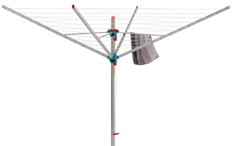 BERLINLODGE Wäschespinne Vento 4 Tragarmen 12 windsichere Halter Aluminium Hx⌀ 170x300cm Extrem stabile Tragarme Automatiköffnungs