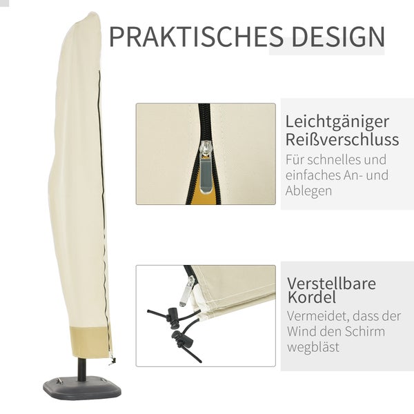 Outsunny Schutzhülle für Ampelschirm, Ø56 x 220 cm, Oxford, Beige