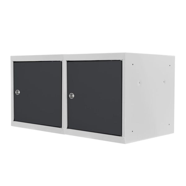 PROREGAL Mega Deal | 2x Schließfachwürfel Blocky mit Zylinderschloss + 2 Schlüssel | HxBxT 40x40x40cm | Lichtgrau/Anthrazitgrau | Tresor, Schließfach