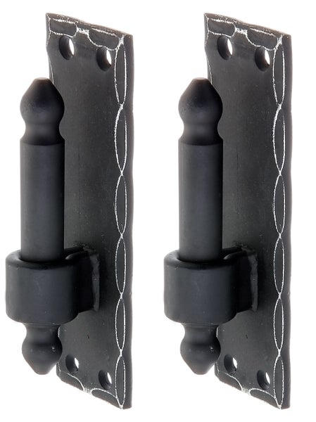Set von zwei rustikalen Türbändern aus Metall mit dekorativen Kanten für Holztüren