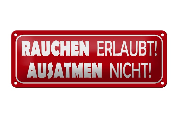 Blechschild Spruch 27x10cm Rauchen erlaubt Ausatmen nicht Dekoration