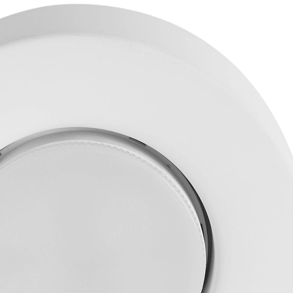 Detailansicht eines runden, weißen Deckels