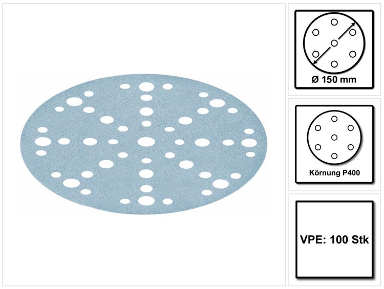 Festool STF D150/48 Schleifscheiben Granat P400 150 mm 100 Stk. ( 575172 ) für RO 150, ES 150, ETS 150, ETS EC 150, LEX 150, WTS 150, HSK-D 150