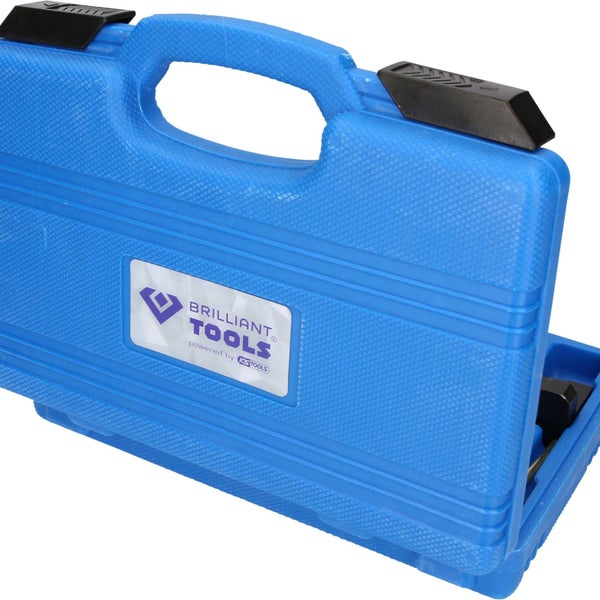 Blauer Werkzeugkasten von Brilliant Tools, geöffnet.