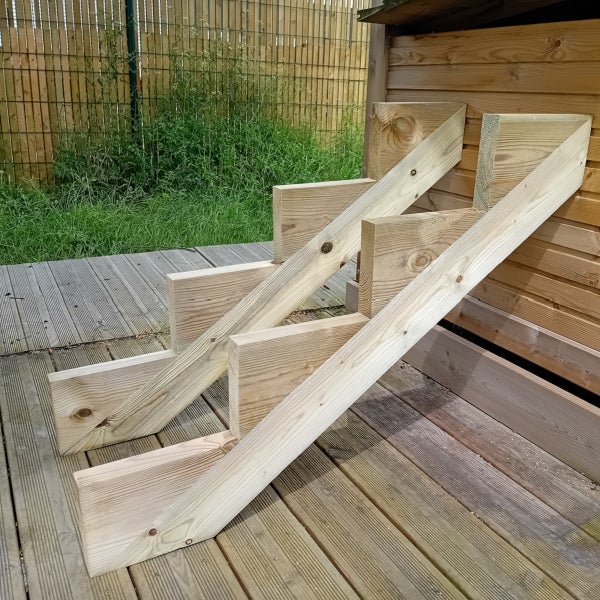 2er Set Treppenwange 4 Stufen aus KDI Holz für Gartentreppe, Außentreppe, Terrassentreppe n-Höhe 68cm