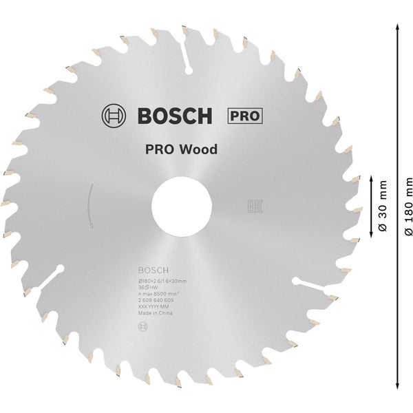 Bosch PRO Wood Kreissägeblatt 180 x 2,6 x 30 mm - 2608640609