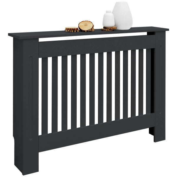 ECD Germany Heizkörperverkleidung Landhausstil 112x19x82cm Anthrazit aus MDF lackiert für Schlafzimmer Wohnzimmer Heizungsverkleidung Heizkörperabdeckung Heizungsabdeckung Heizung Heizkörper Abdeckung