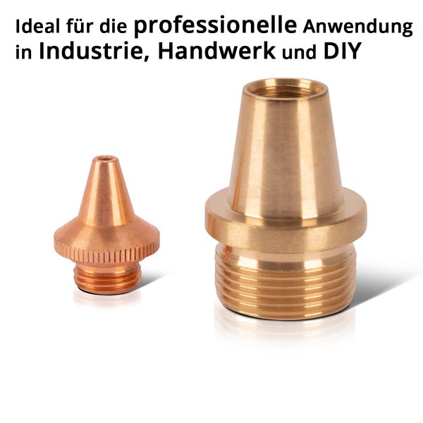 Zwei Düsen für professionelle Anwendungen in Industrie, Handwerk und Heimwerken