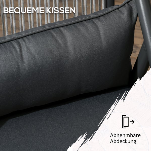 Outsunny 5tlg. Gartenmöbel-Set, Gartenset mit 1 Tisch, 4 Stühlen, mit Schirmloch, für Balkon, Terrasse, 80L x 80B x 75H cm, Polyester, Dunkelgrau