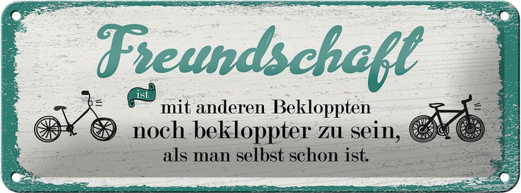 Blechschild Spruch Freundschaft noch bekloppter sein 27x10cm