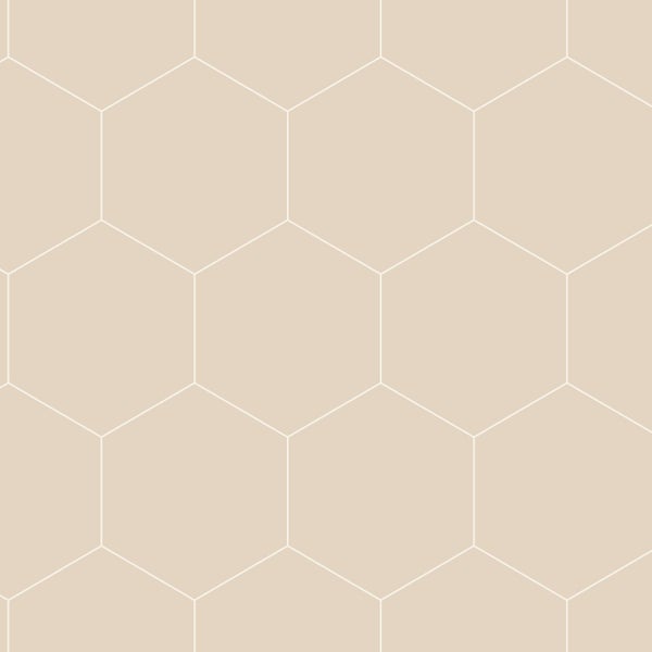 Beige sechseckige Fliesen mit weißer Fugenlinie