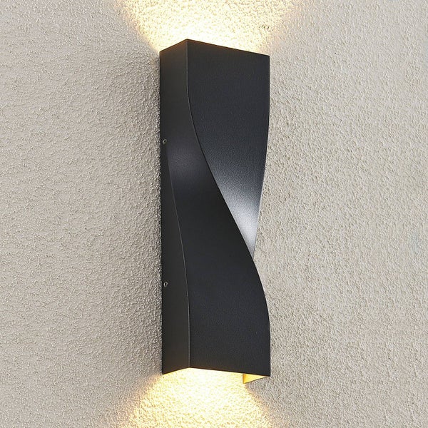 Lucande LED Wandleuchte außen Tibelya (Modern) in Schwarz aus Aluminium (1 flammig, ) - Außenwandleuchten Wandlampe Led Außenlampe Outdoor für Außenwand/Hauswand Haus Terrasse &