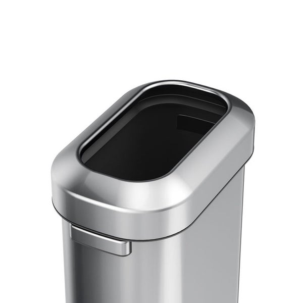 PROREGAL Stilvoller Ovaler Offener Abfallsammler Aus Gebürstetem Edelstahl 60 Liter HxBxT 65 x 46,2 x 28,8 cm Silber