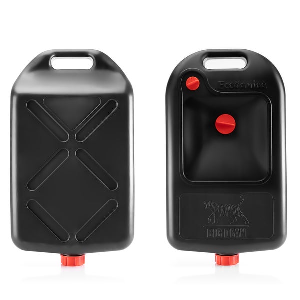 Ölauffangwanne in schwarzer Ausführung, Vorder- und Rückansicht