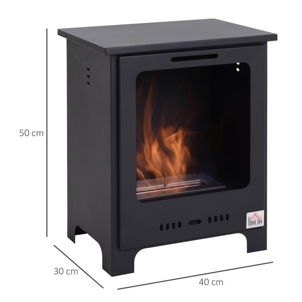 HOMCOM, Ethanol-Kamin, Bio-Ethanol-Brenner, L40 x B30 x H50 cm, Metall, Schwarz