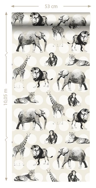 Tapetenrolle mit Tiermotiven, 53 cm breit, 10,05 m lang