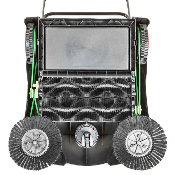 Handkehrmaschine tectake  mit 2 Hauptkehrwalzen und 2 Seitenbesen inklusive Lenkrolle