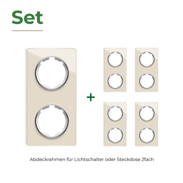 Set mit 5 zweifachen Abdeckrahmen für Lichtschalter oder Steckdosen in rechteckiger Form