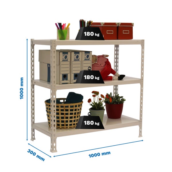 Schwerlastregal SMALL METAL SHARK | HxBxT 100x100x30cm | Fachlast 180kg | Weiß