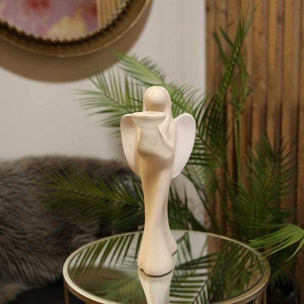 Teelichtleuchter GILDE EngelHöhe 37cm Breite 16cm creme Keramik