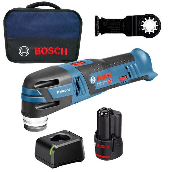 Bosch Multifunktionswerkzeug Set mit Zubehör, Akku und Ladegerät