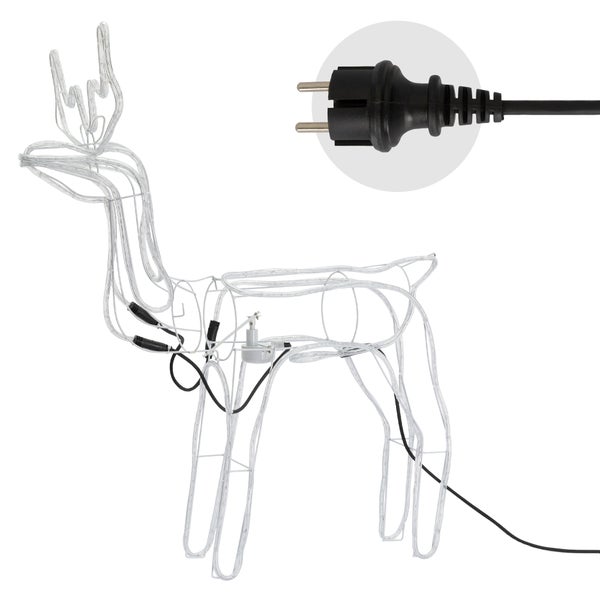 ECD Germany LED Magic animiertes Rentier mit motorgesteuertem hin und her bewegegenden Kopf 85 x 98 cm, Warmweiß, IP44 Außen/Innen, Elch, Weihnachtsbeleuchtung Weihnachtsdeko Weihnachten Lichtschlauch