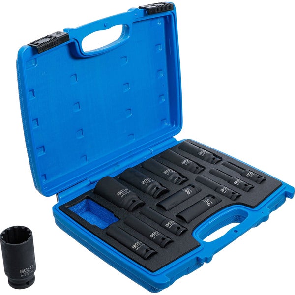 Steckschlüssel-Satz in einem blauen Kunststoffkoffer