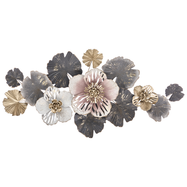 Dekorative Metallwandkunst mit Blumen- und Blätterdesign