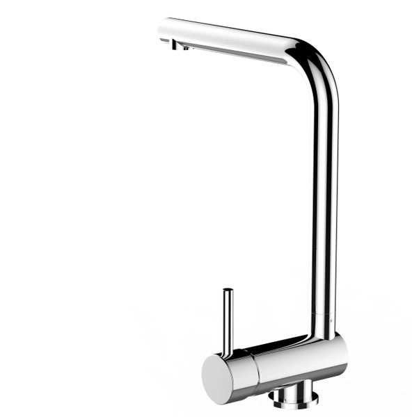 Wasserhahn Vorfenster Küchenarmatur, Umklappbar 6 CM, mit 360° schwenkbarem L-Auslauf, Verchromt