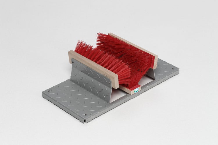 PROREGAL Robuster Schuhreiniger Mit Bürsten 4 Füßen HxBxT 17 x 59 x 29 cm Stahl Feuerverzinkt