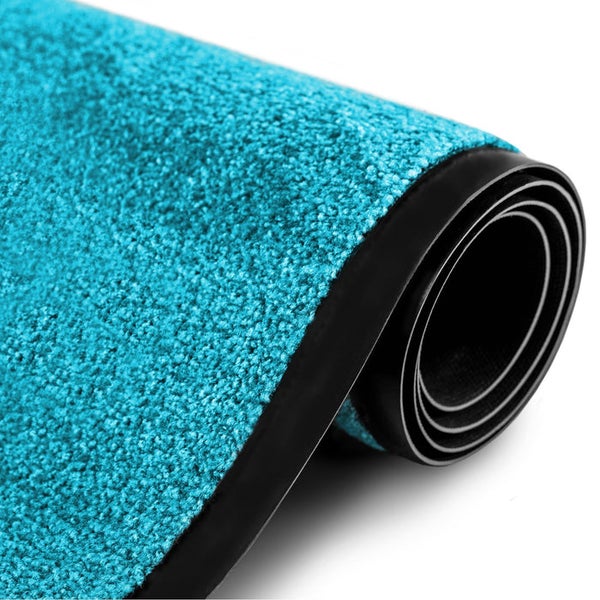 FLOORDIREKT Fußmatte Rhine - Unicolor - Schmutzfangmatte für Innen & Außenbereiche - Türkis - 60 x 90 cm