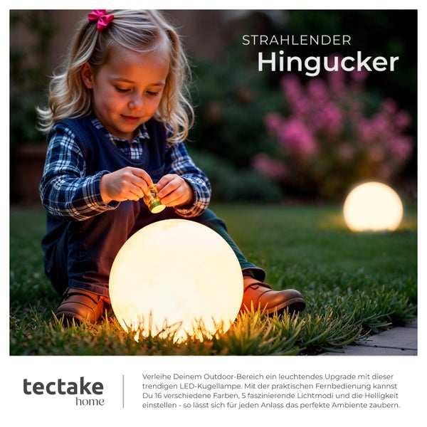 tectake Luminous Globe Kugelleuchte Luminous Globe, LED, mit Fernbedienung inklusive Erdspieß weiß