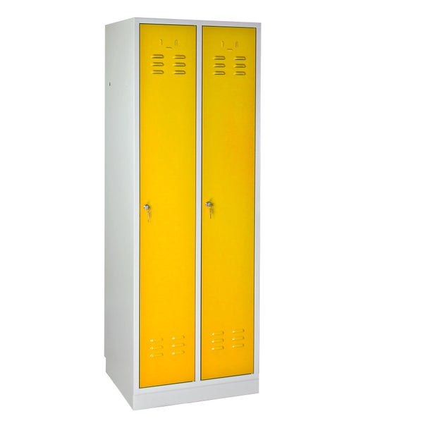 PROREGAL Garderobenschrank Ermine mit 2 Türen HxBxT 178 x 60 x 50 cm Lichtgrau Gelb