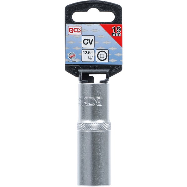 BGS Steckschlüssel-Einsatz Zwölfkant tief Antrieb Innenvierkant 12,5 mm (1/2) SW 19 mm - 10686